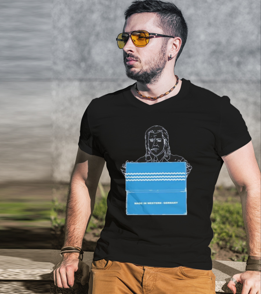 Made In Western Germany Pulp Fiction Blue Box Holder T-Shirt