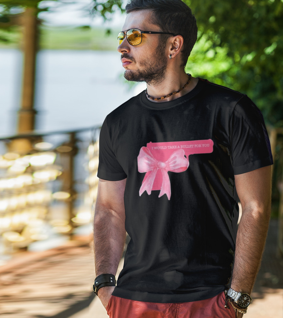Madison Beer Type Merch Pink Gun Bow I Would Take A Bullet For You T-Shirt