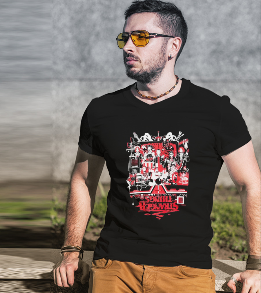 Stranger Things Stranger Things Yusuke Nakamura Characters Collage T-Shirt