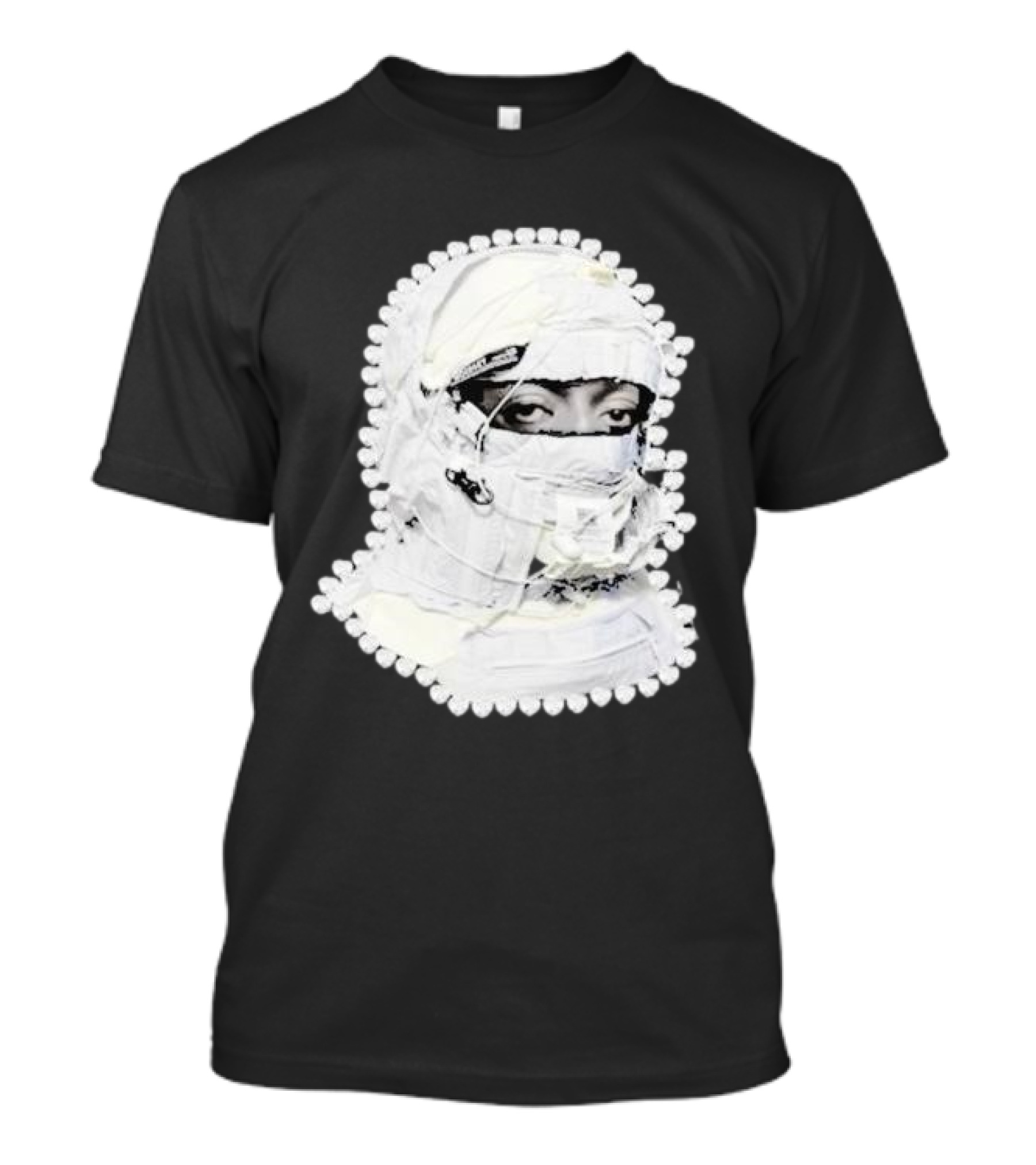 Noissey High Quality Functional Print Pull Over White Masked Figure T-Shirt