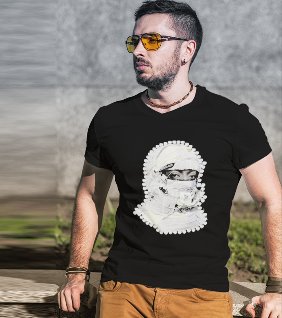 Noissey High Quality Functional Print Pull Over White Masked Figure T-Shirt