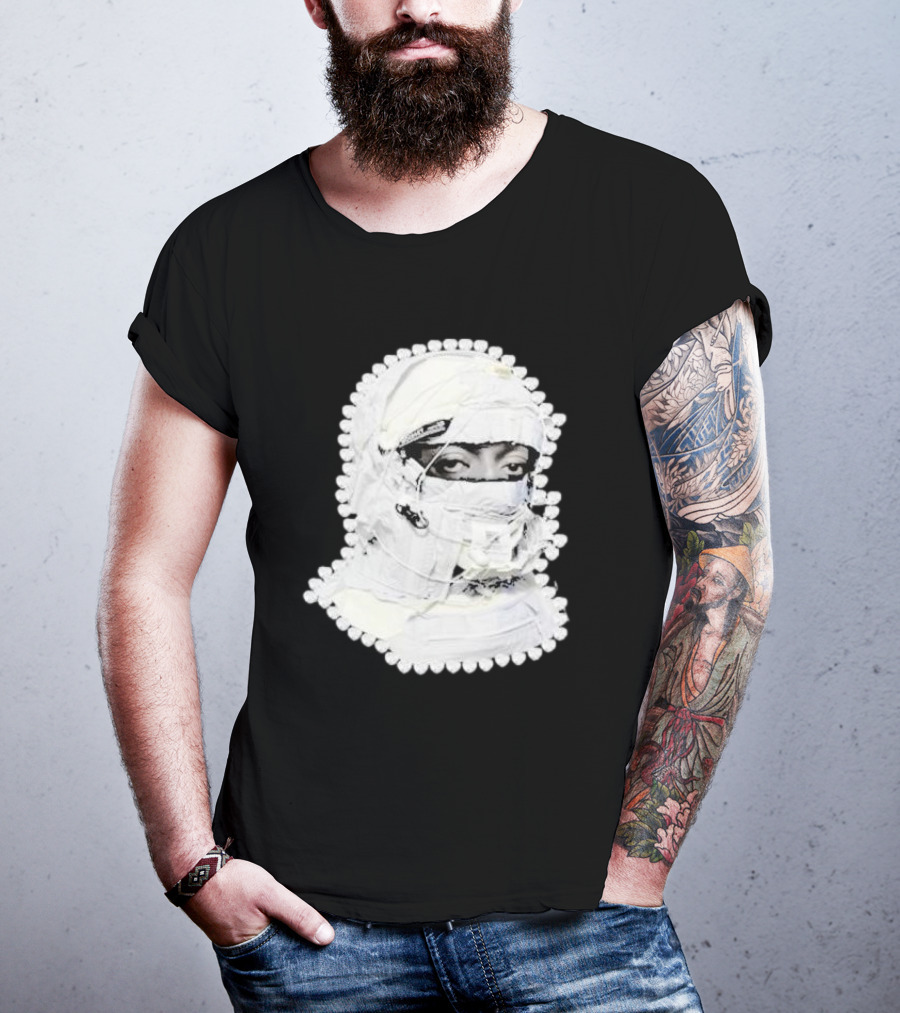 Noissey High Quality Functional Print Pull Over White Masked Figure T-Shirt
