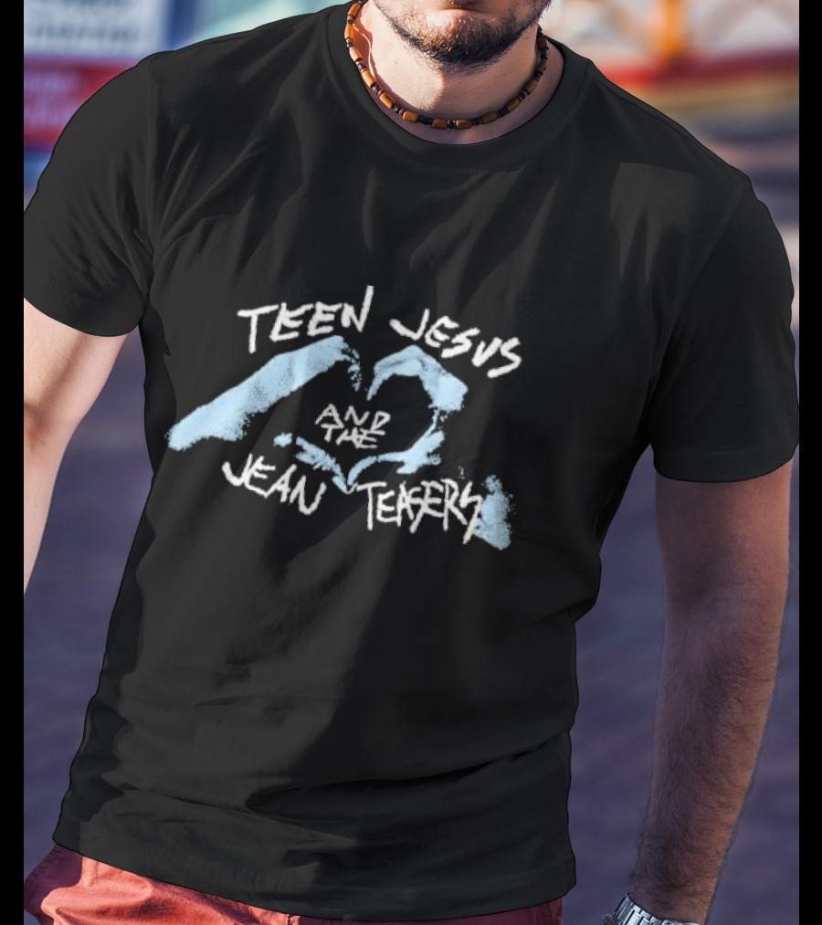 Teen Jesus And The Jean Teasers Blue Heart Gesture T-Shirt