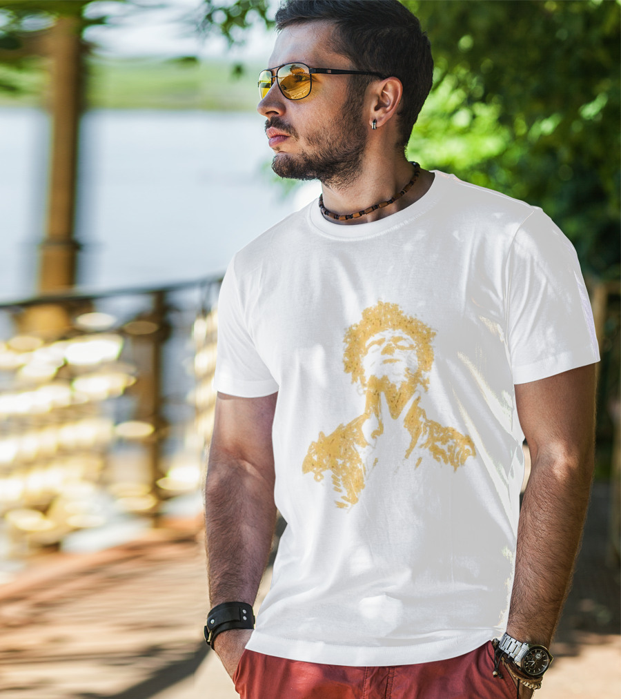 Anthony Green California Fire Relief Fund Charity Portrait Yellow Sketch T-Shirt