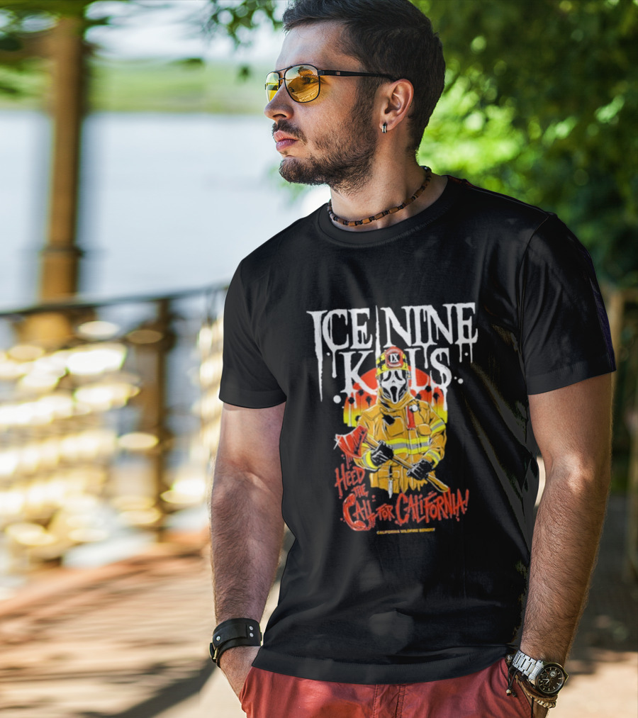 Ice Nine Kills Heed The Call For California Wildfire Benefit Scary Firefighter T-Shirt