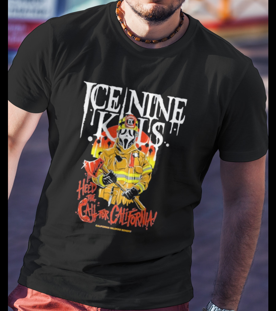 Ice Nine Kills Heed The Call For California Wildfire Benefit Scary Firefighter T-Shirt