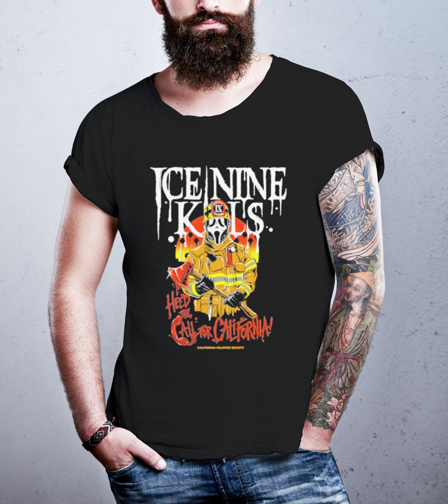 Ice Nine Kills Heed The Call For California Wildfire Benefit Scary Firefighter T-Shirt
