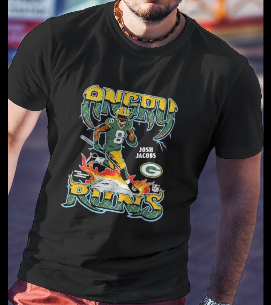 Josh Jacobs Angry Runs Green Bay Packers NFL Football T-Shirt
