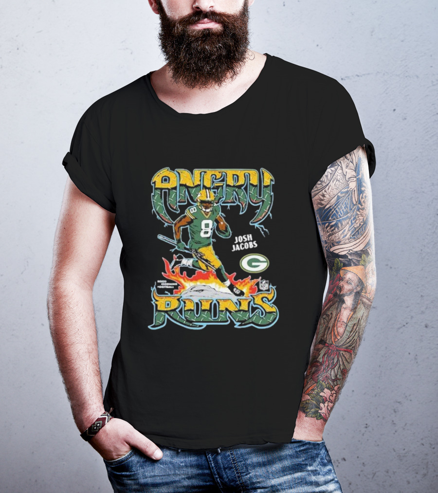 Josh Jacobs Angry Runs Green Bay Packers NFL Football T-Shirt