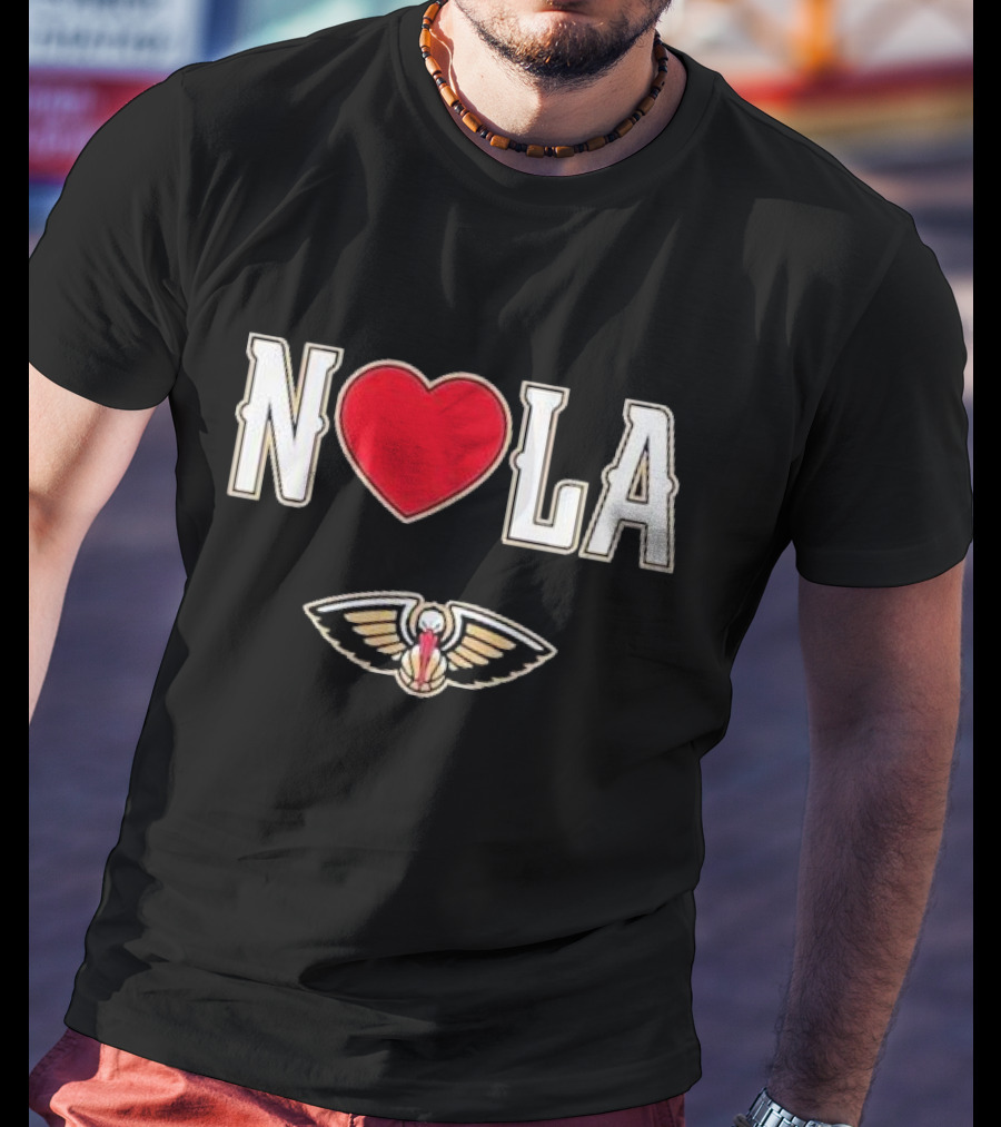 New Orleans Pelicans Heart NOLA Love With Pelicans T-Shirt