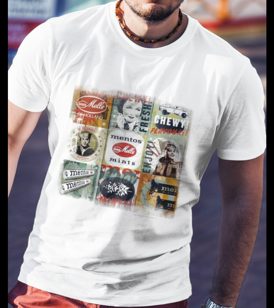 Van Melle Mentos Fresh Minty Chewy Flavours Collage Enjoy Holland Mints T-Shirt