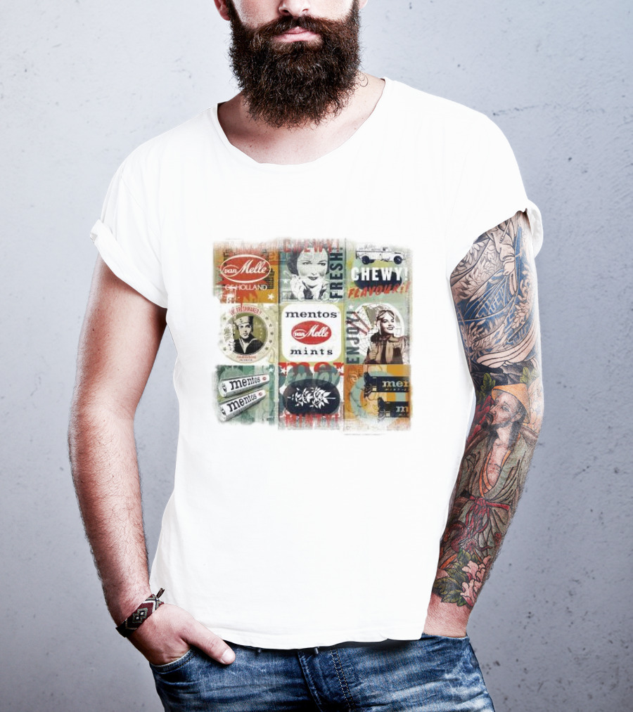 Van Melle Mentos Fresh Minty Chewy Flavours Collage Enjoy Holland Mints T-Shirt