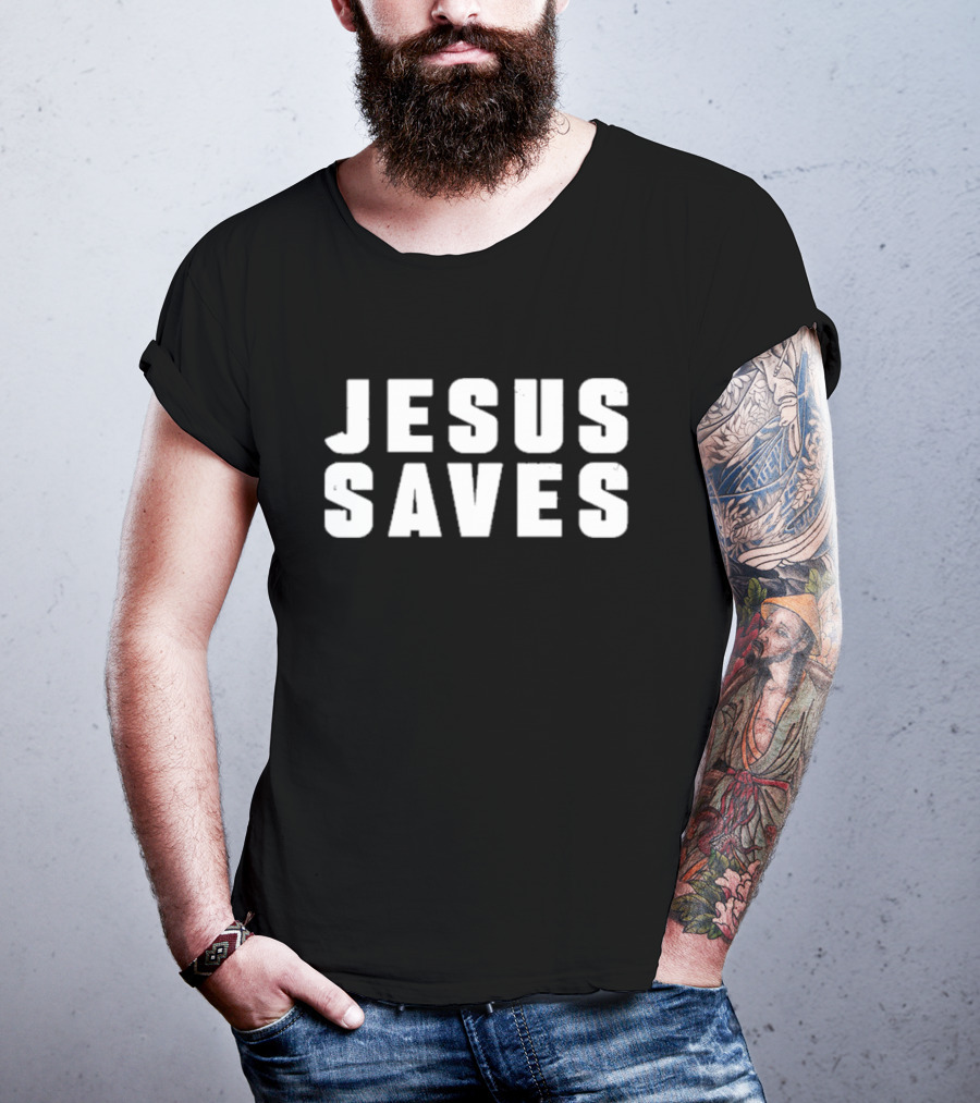 Kyrie Irving Jesus Saves Bold Lettering T-Shirt
