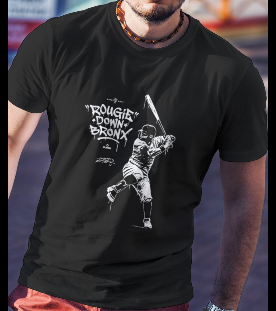 Rougie Down Bronx Yankees Baseball Player Action T-Shirt
