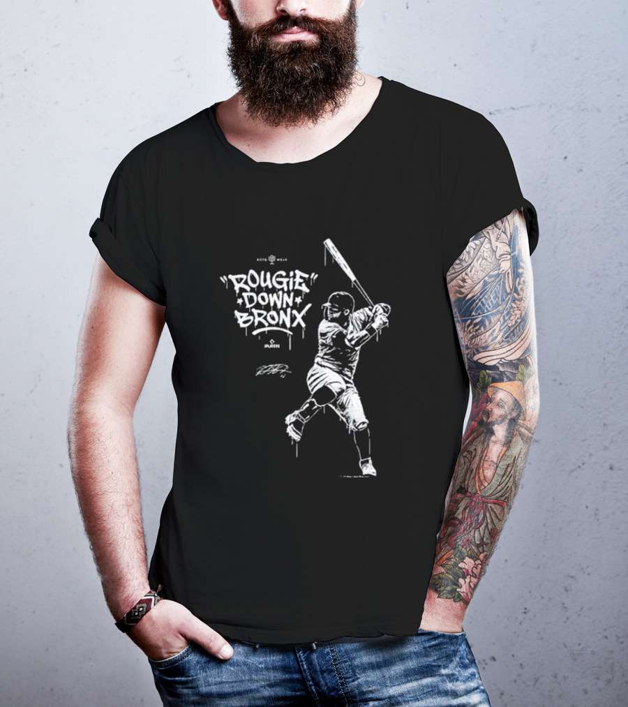Rougie Down Bronx Yankees Baseball Player Action T-Shirt