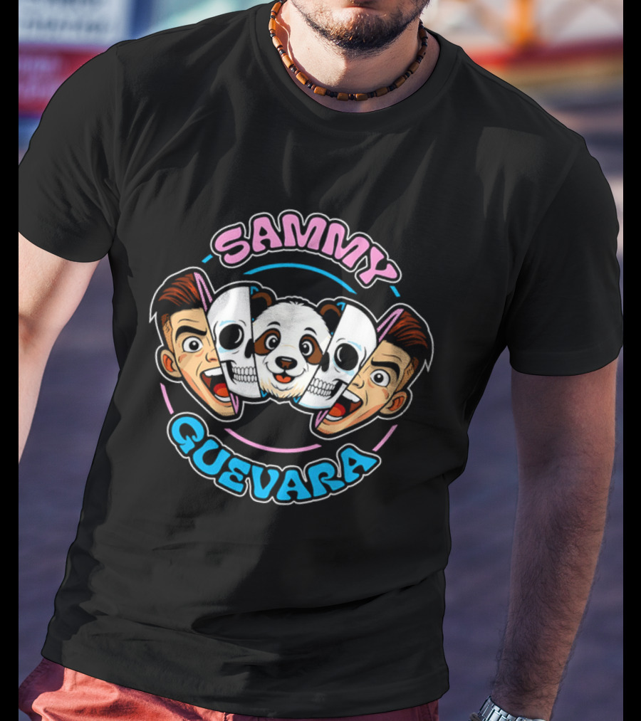 SAMMY GUEVARA PANDA POWER WRESTLER CARTOON FACES T-Shirt