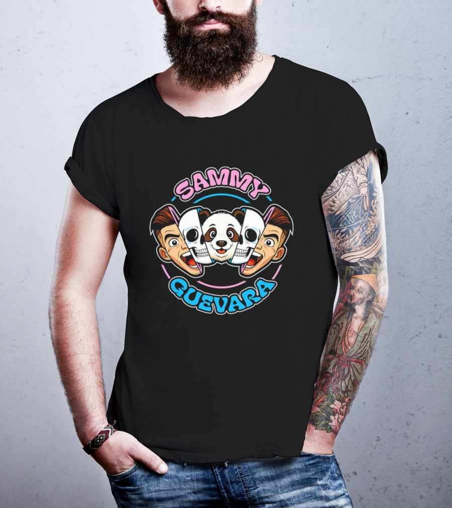 SAMMY GUEVARA PANDA POWER WRESTLER CARTOON FACES T-Shirt