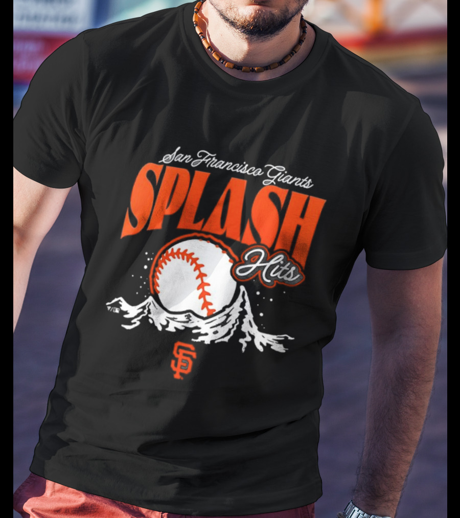 San Francisco Giants Splash Hits Baseball Waves And Number 9 T-Shirt
