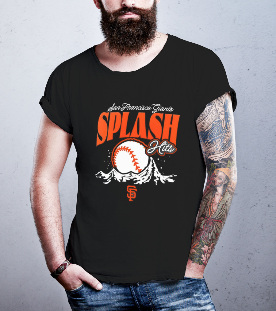 San Francisco Giants Splash Hits Baseball Waves And Number 9 T-Shirt