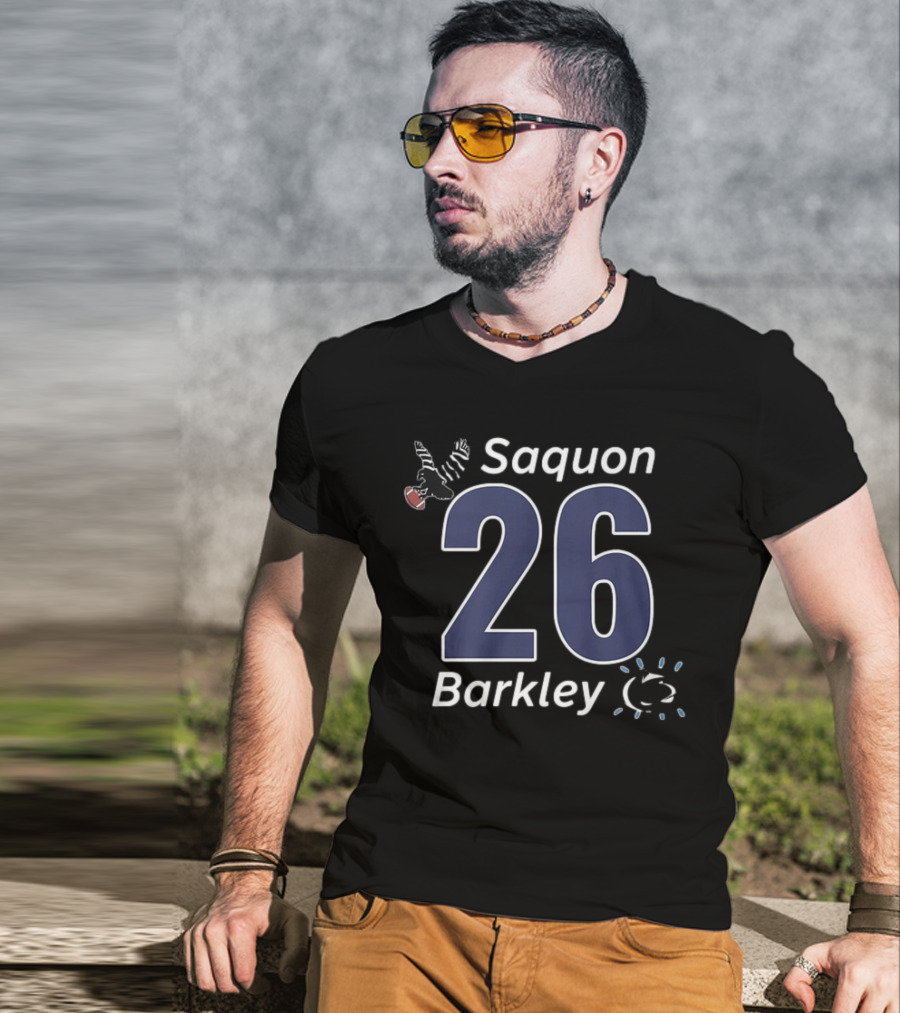 Saquon Barkley 26 Eagle Pen Stat Football Theme T-Shirt