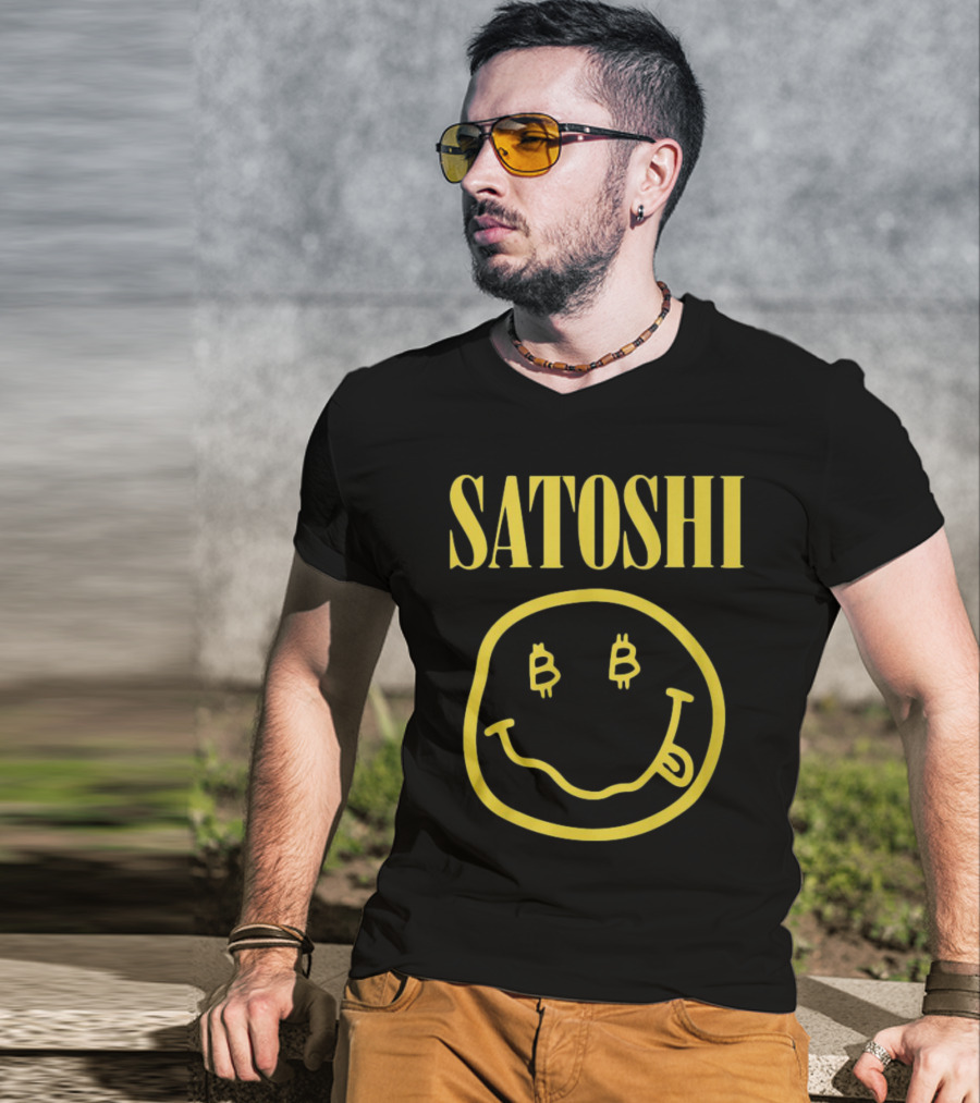 Satoshi Bitcoin Smile Logo Icon T-Shirt