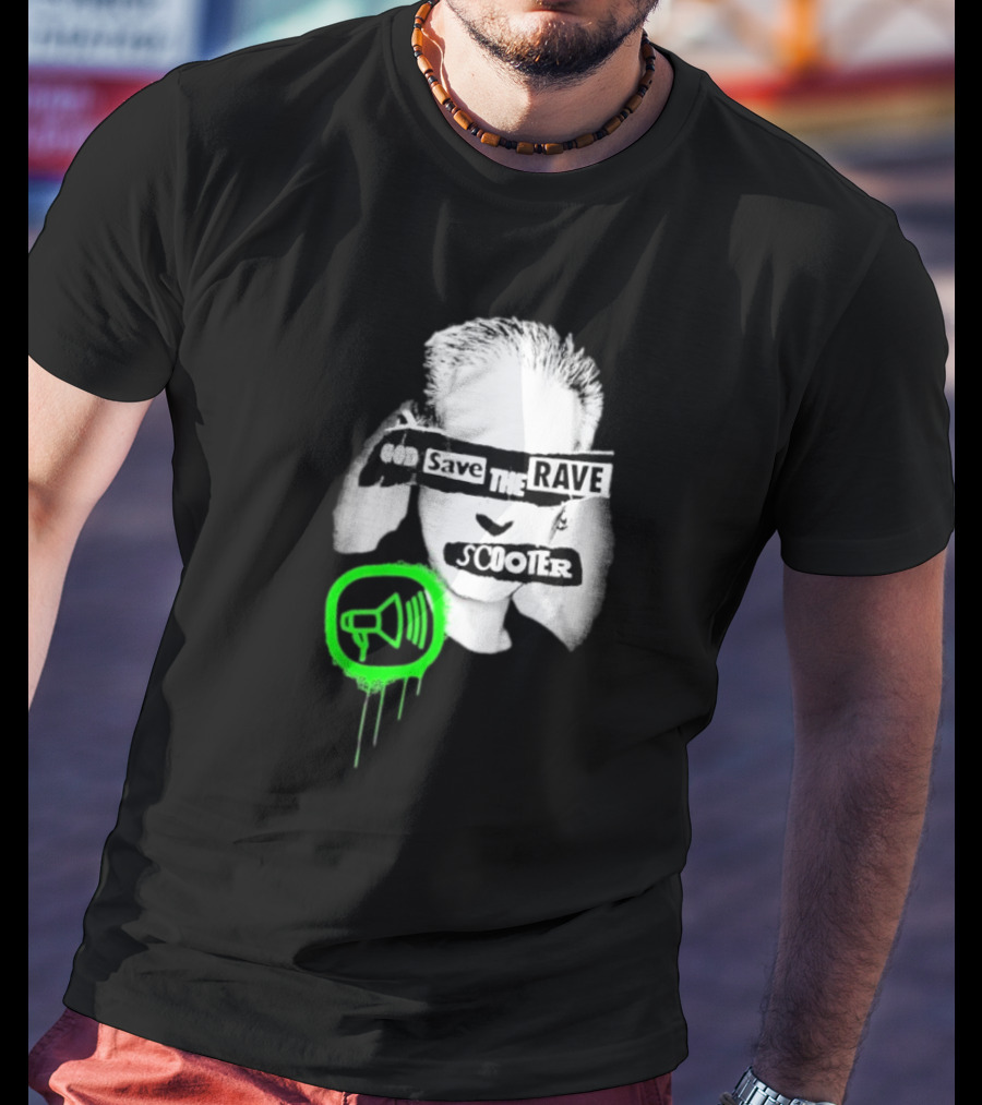 Scooter God Save The Rave Speaker Icon Bold Design T-Shirt