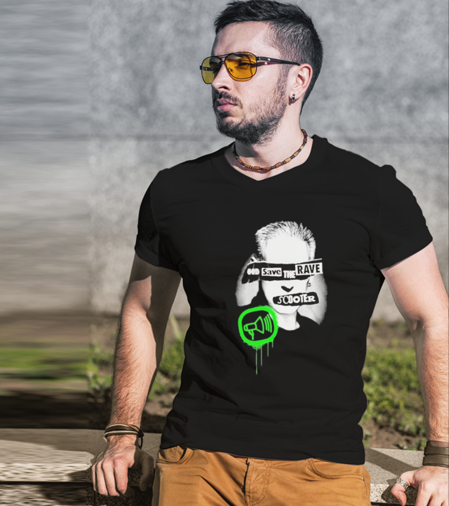 Scooter God Save The Rave Speaker Icon Bold Design T-Shirt