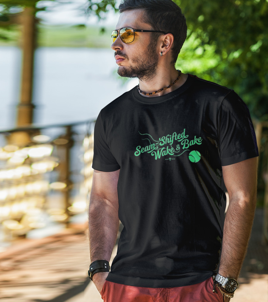 Seam-Shifted Wake And Bake Baseball Concept T-Shirt