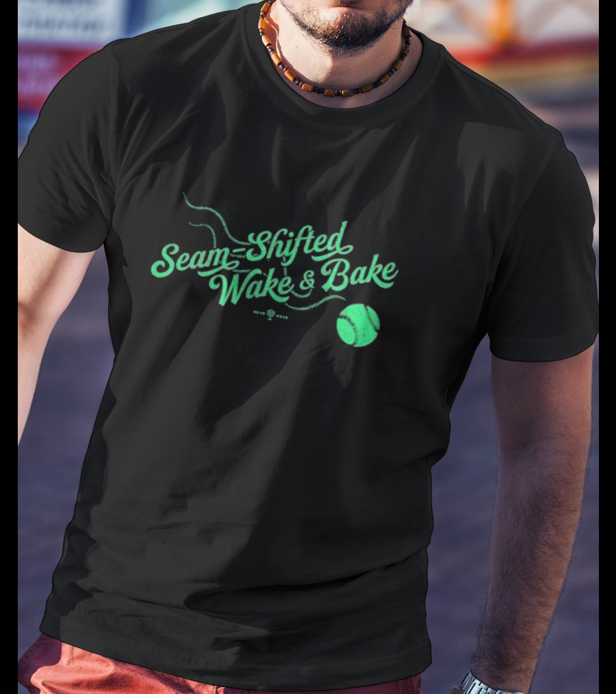 Seam-Shifted Wake And Bake Baseball Concept T-Shirt
