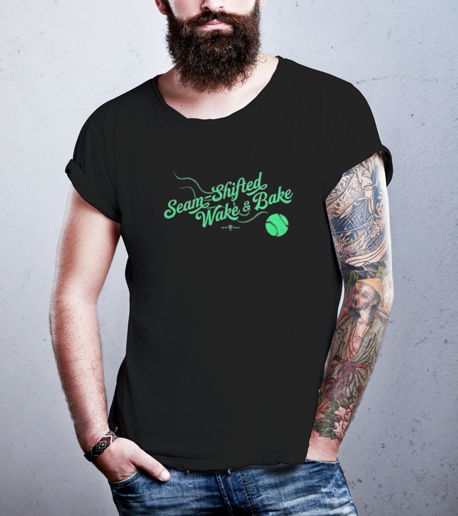 Seam-Shifted Wake And Bake Baseball Concept T-Shirt