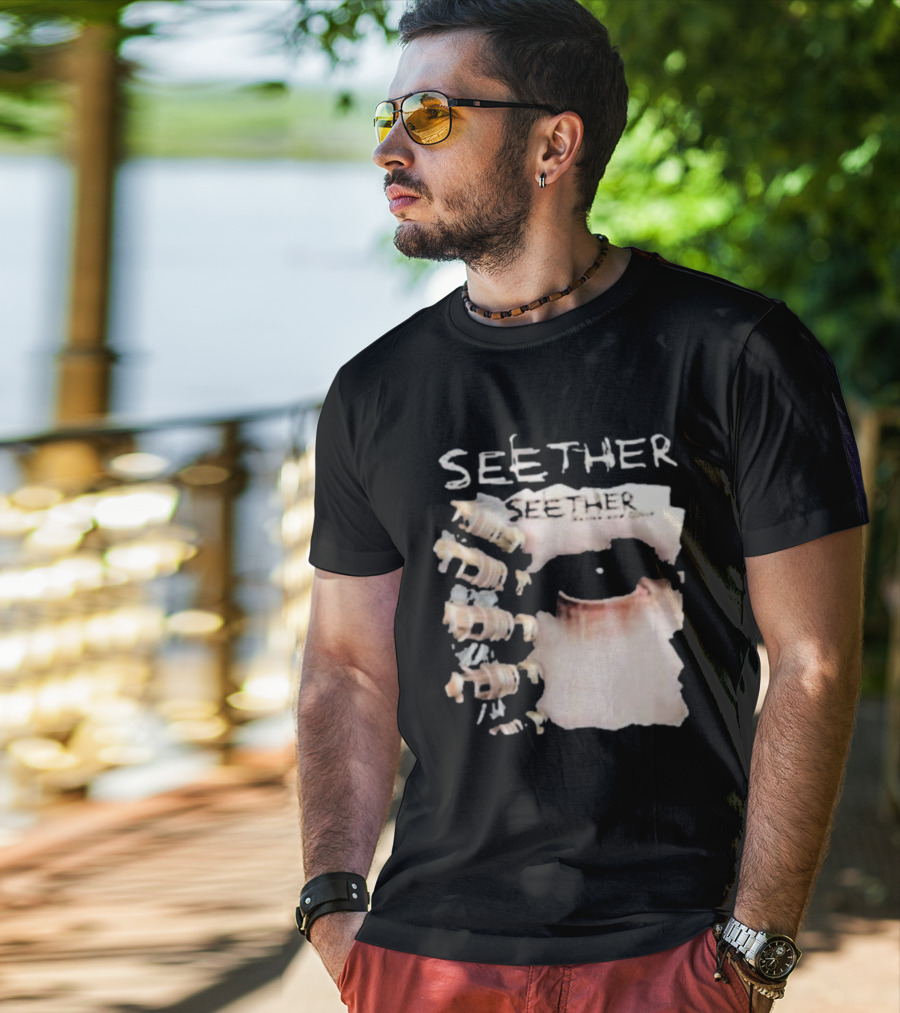 Seether Karma And Effect Eye Skeleton Couple Image T-Shirt