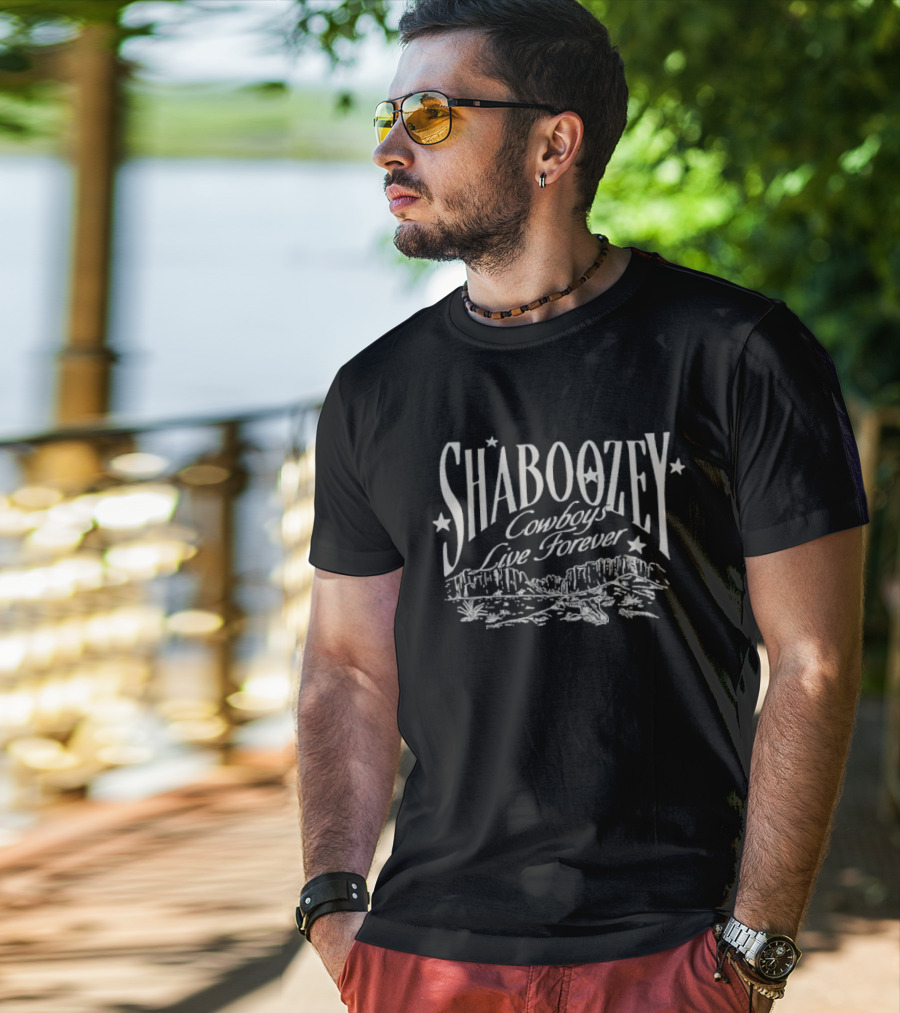 Shaboozey Cowboys Live Forever Western Mountains Scene T-Shirt