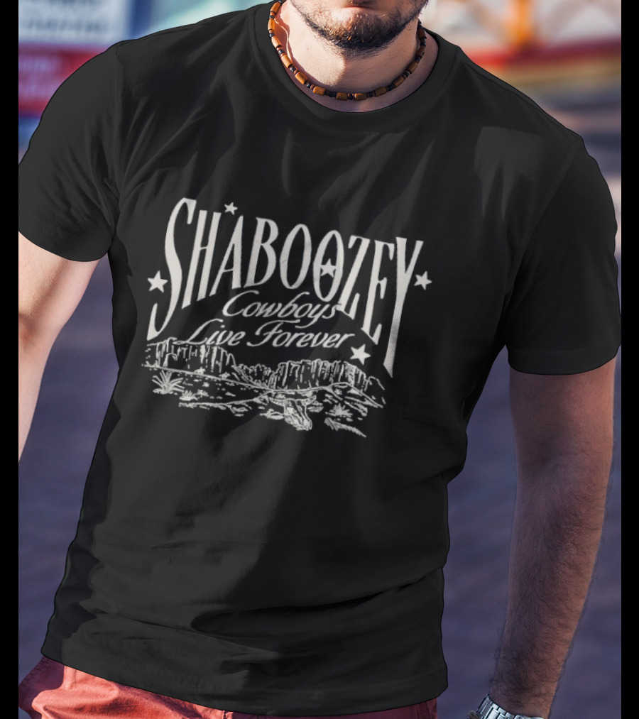Shaboozey Cowboys Live Forever Western Mountains Scene T-Shirt