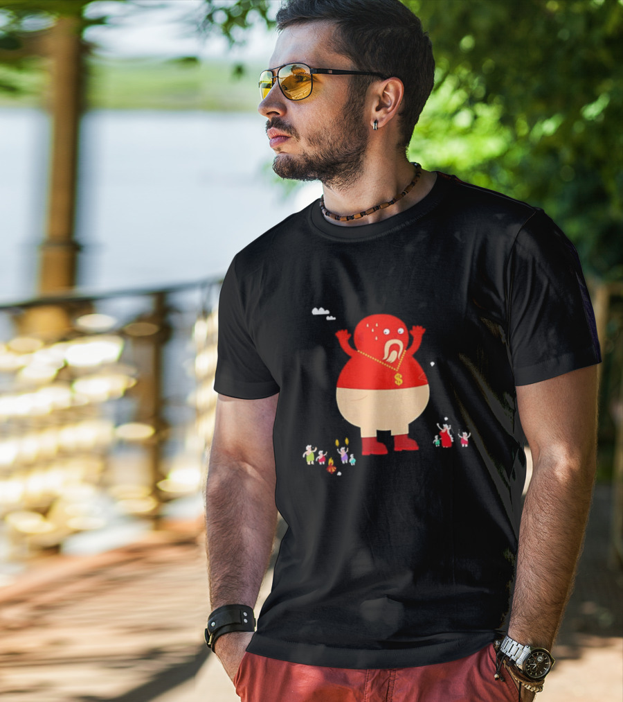 Simon Oxley Neanderfools Giant Red Character Dollar Necklace T-Shirt