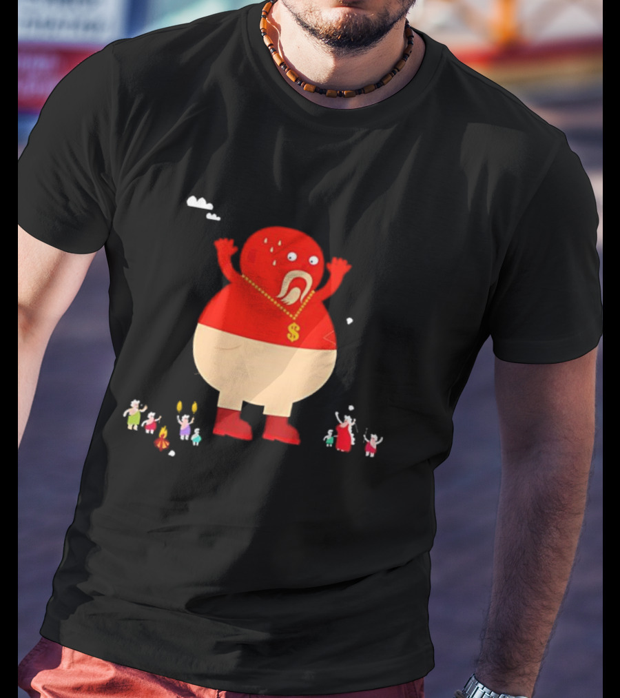 Simon Oxley Neanderfools Giant Red Character Dollar Necklace T-Shirt