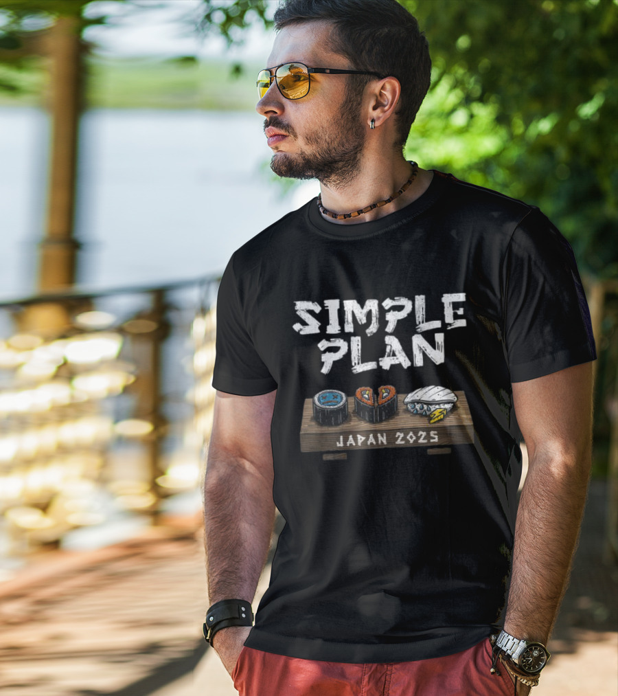 Simple Plan Japan 2025 Sushi Icons T-Shirt