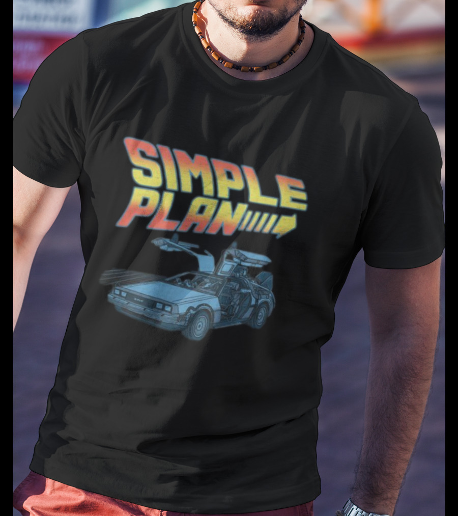 SIMPLE PLAN Time Travel Car Retro Style Cutout T-Shirt