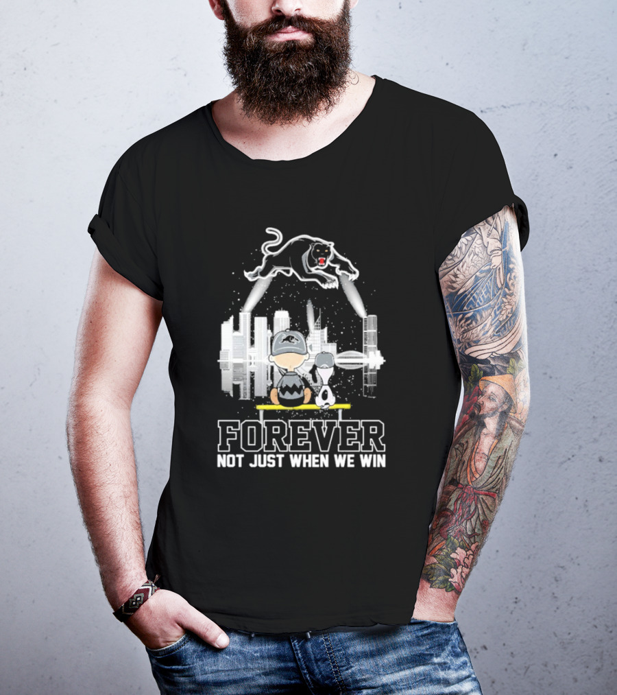 Snoopy Charlie Brown Peanuts Penrith Panthers Forever Skyline Not Just When We Win T-Shirt