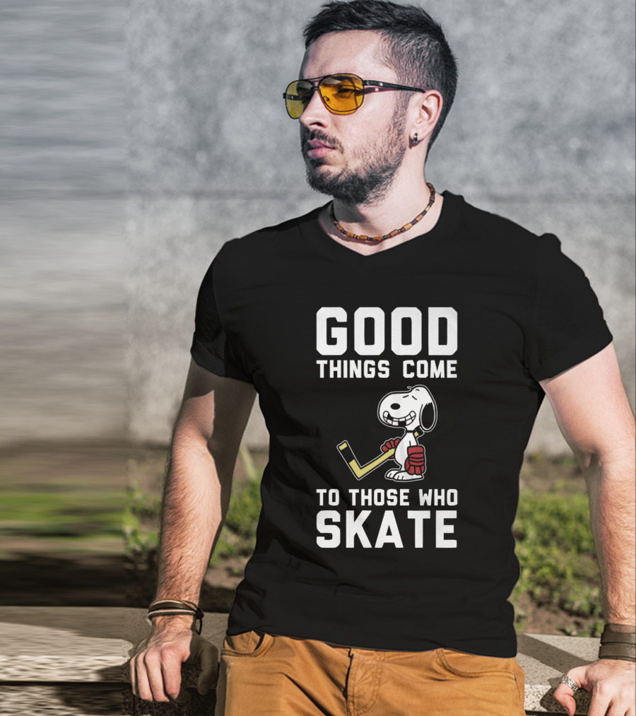 Snoopy Good Things Come To Those Who Skate Hockey T-Shirt