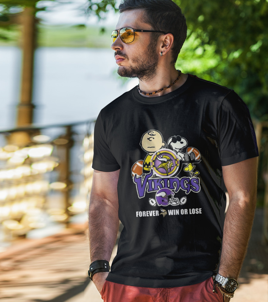 Charlie Brown Snoopy Vikings Football Forever Win Or Lose T-Shirt
