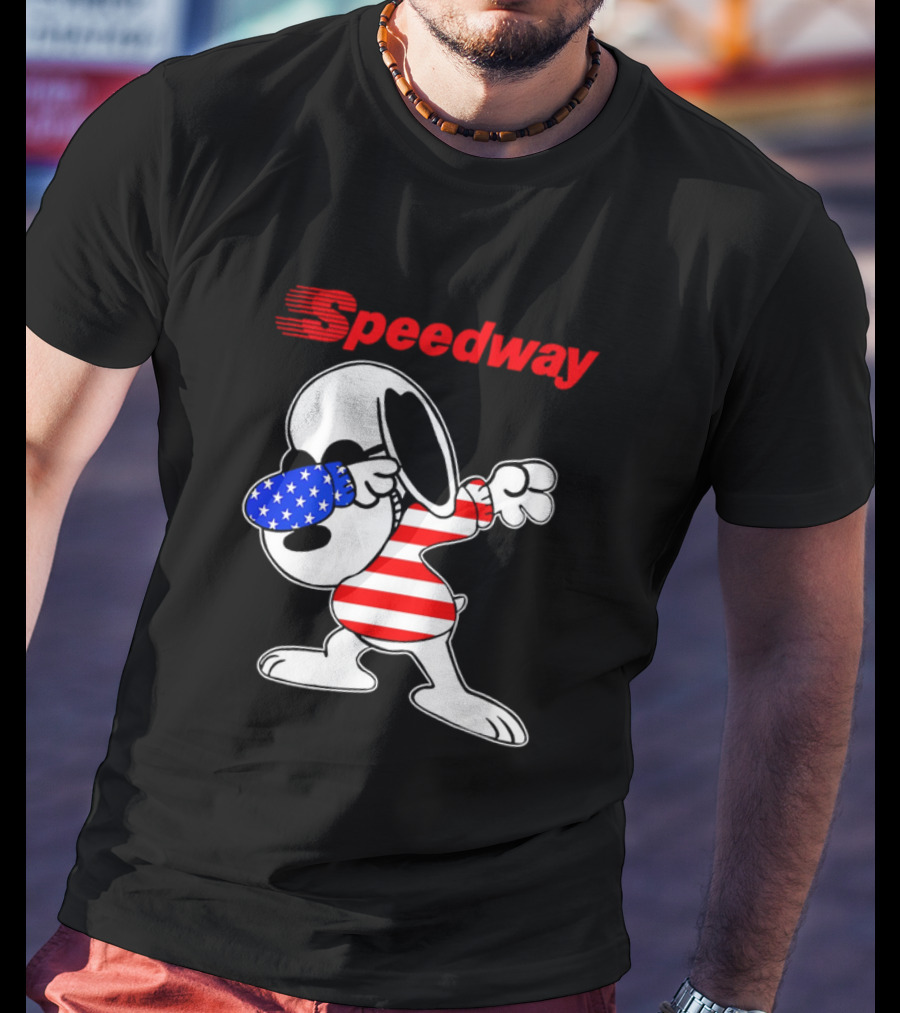 Speedway Snoopy Dabbing American Flag Outfit T-Shirt