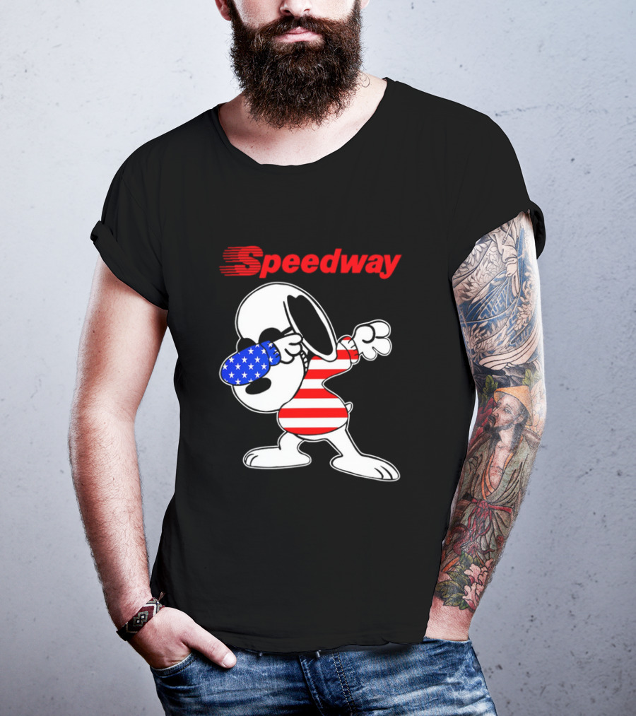 Speedway Snoopy Dabbing American Flag Outfit T-Shirt