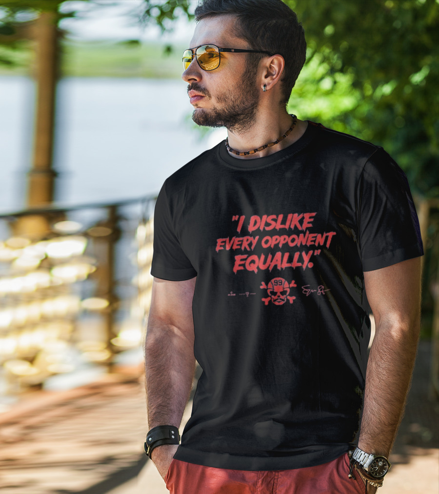 "I Dislike Every Opponent Equally Spencer Strider Skull And Crossbones Signature" T-Shirt