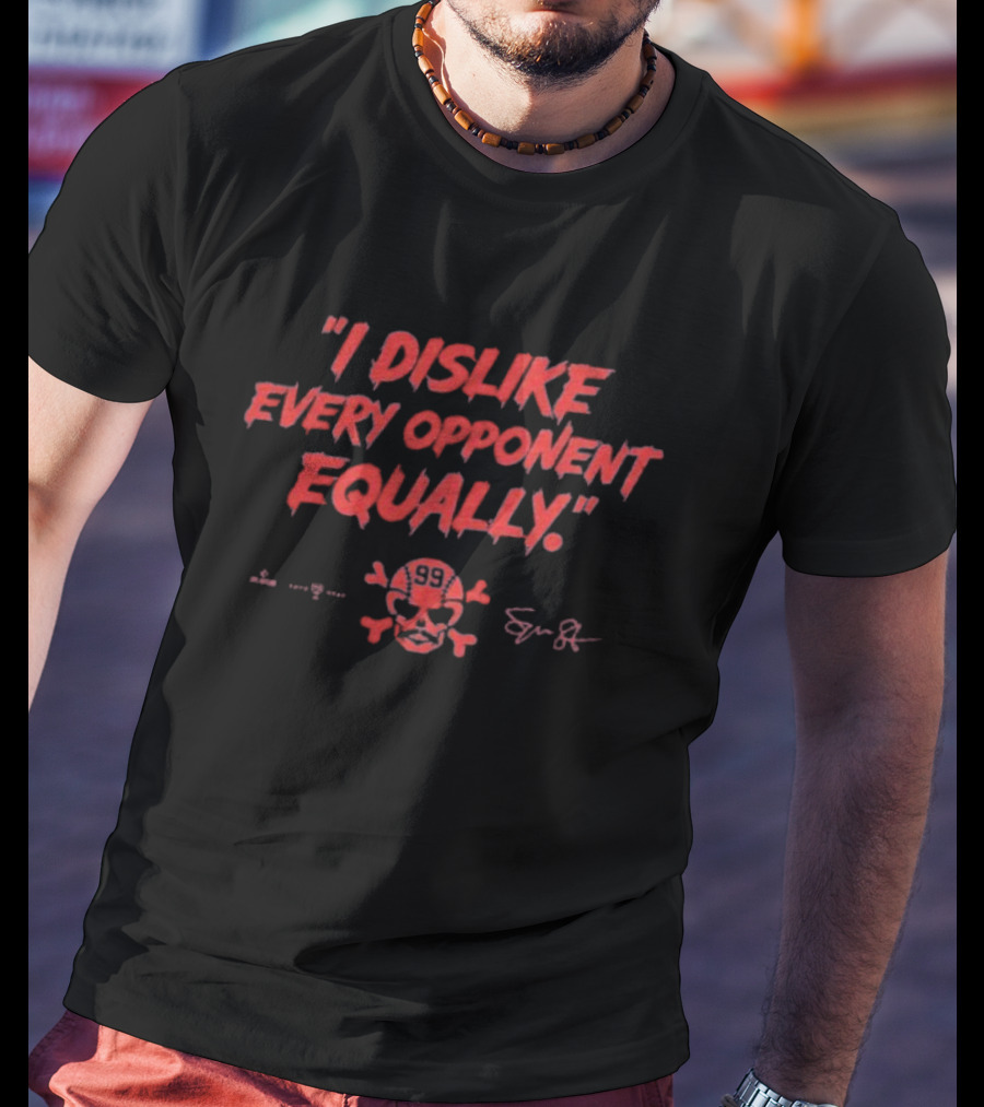 "I Dislike Every Opponent Equally Spencer Strider Skull And Crossbones Signature" T-Shirt