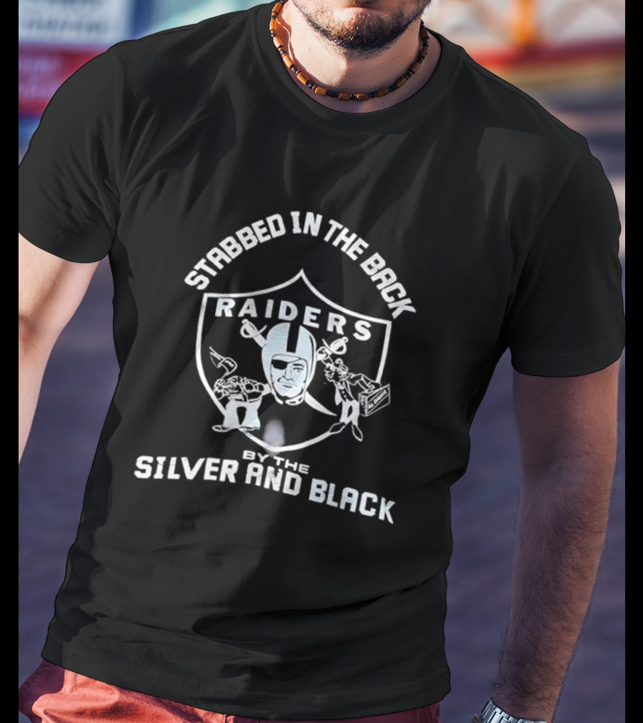 Stabbed In The Back Raiders Silver And Black T-Shirt