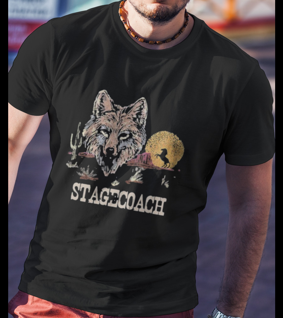 Stagecoach Lone Coyote Indio California 2025 Wolf Desert Scene T-Shirt