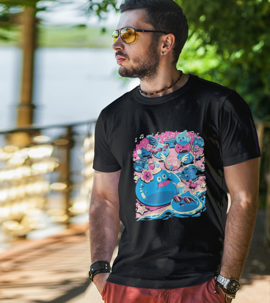 Summer Slimes Cute Blue And Pink Watercolor Style Festival Fun T-Shirt