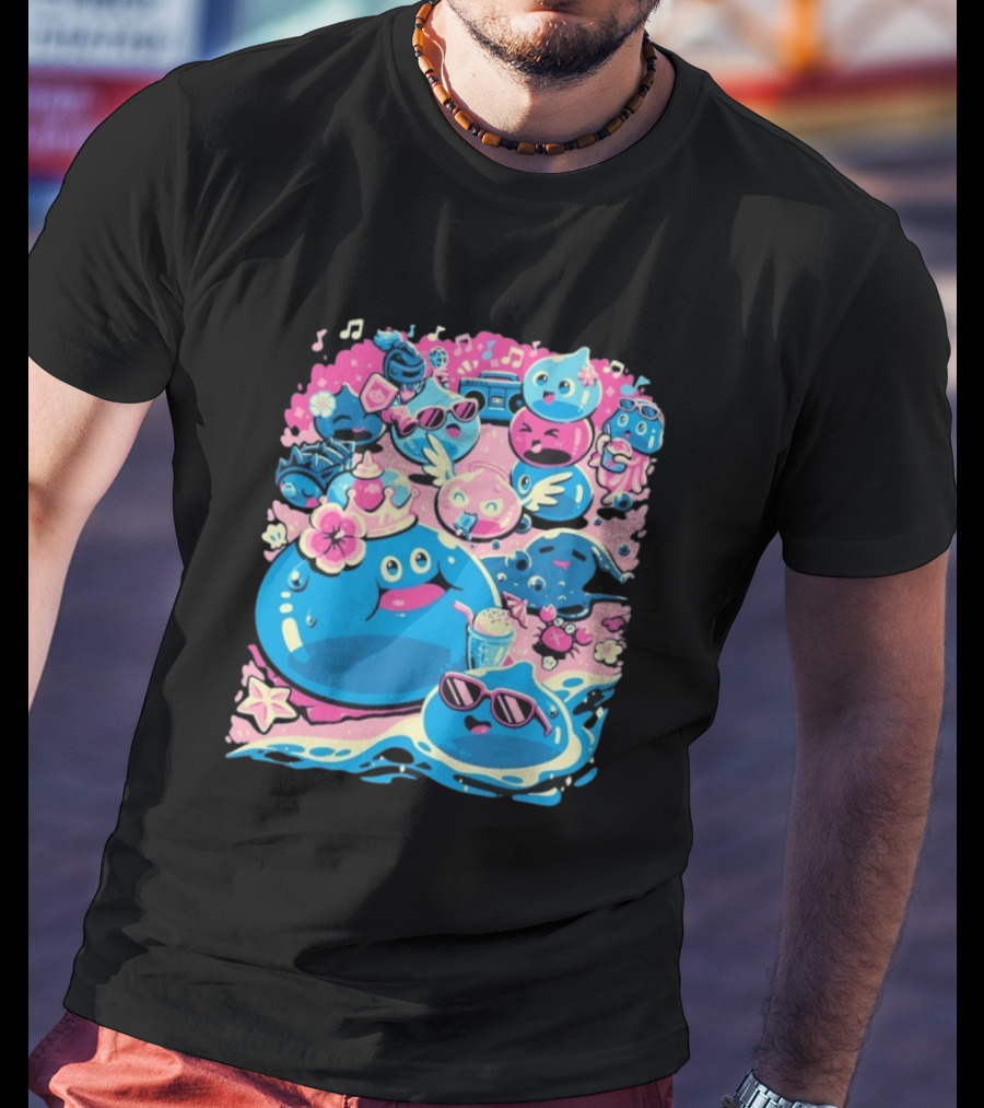 Summer Slimes Cute Blue And Pink Watercolor Style Festival Fun T-Shirt