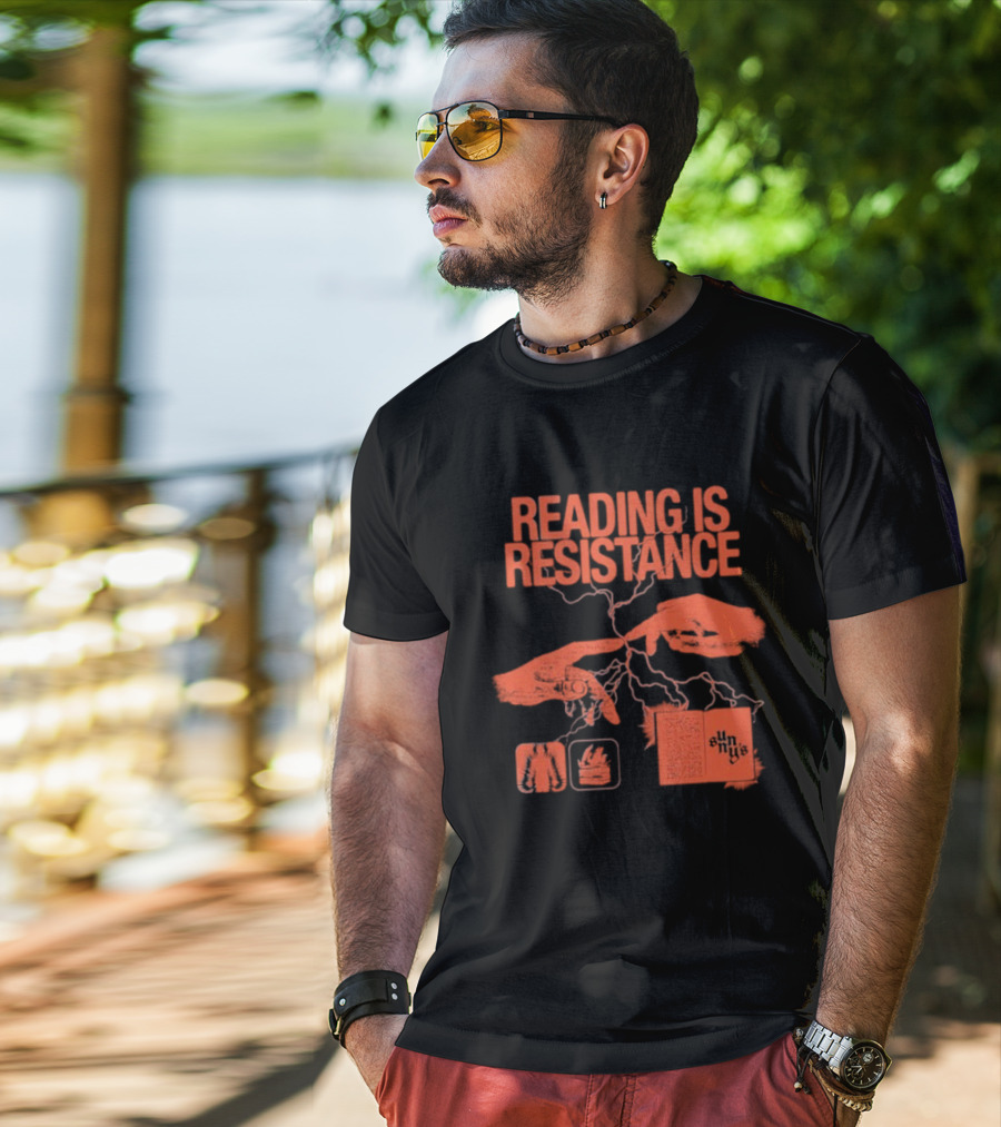 Sunnys Book Truck Reading Is Resistance With Hands And Open Books T-Shirt