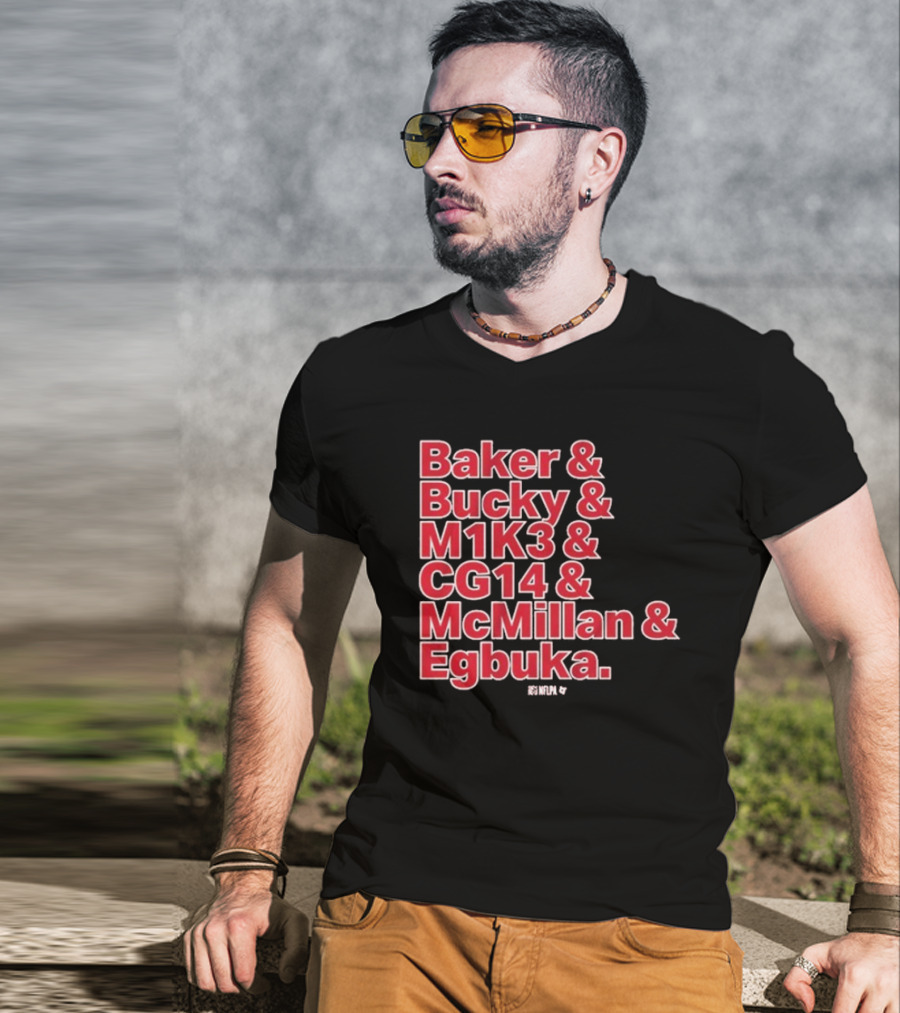 Baker & Bucky & M1K3 & CG14 & McMillan & Egbuka Names Tampa Bay Buccaneers T-Shirt